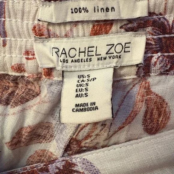 Rachel Zoe 100% Linen Floral Wide Leg Pants - Small - Picture 4 of 5